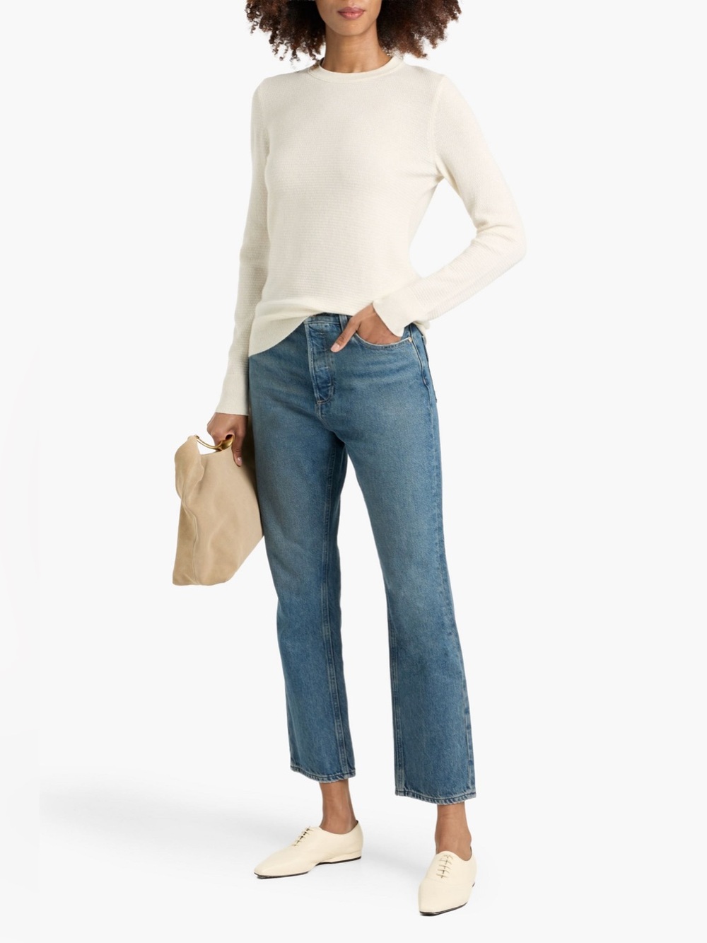 [New] THEORY Kaylenna Waffle-Knit 100% Cashmere Sweater